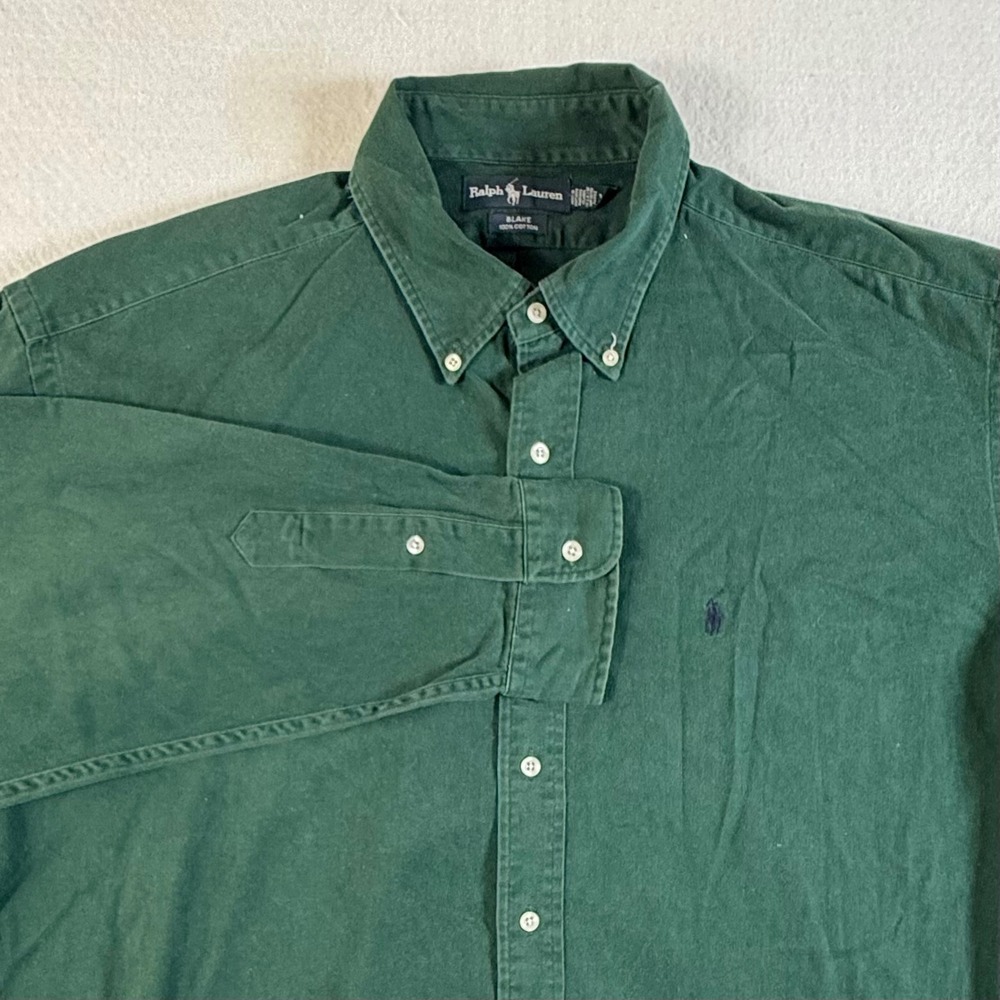 Ralph Lauren Button Down Shirt Mens 2XL Blake Cotton Twill Forest Green